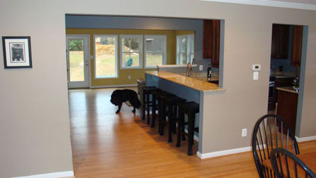 view to new kitchen and addition
